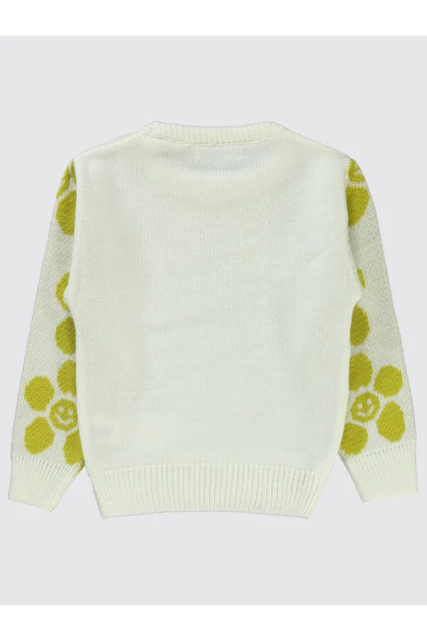 Kız Çocuk Kazak 2-5 Yaş Ekru-Yeşil - Paket