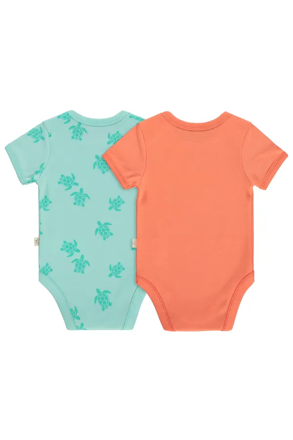 Body bébé à boutons-pression 0-24 mois Corail-Menthe - Lot
