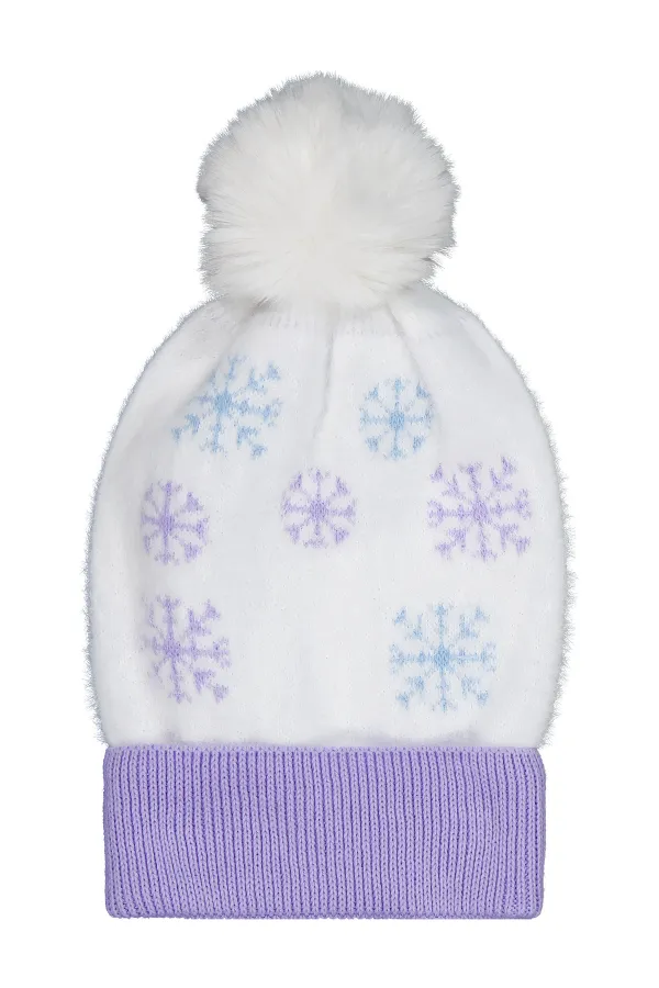 Kız Çocuk Atkı Bere Eldiven Setleri 2-5 Yaş Beyaz-Lila - Paket