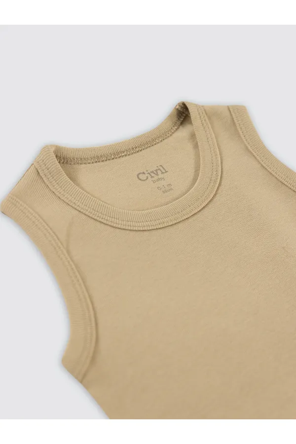 Body bébé à boutons-pression 0-24 mois, couleur café au lait - Emballage