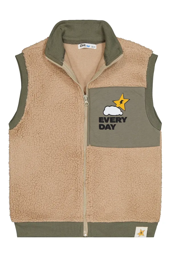 Erkek Çocuk Yelek 6-9 Yaş Haki - Paket