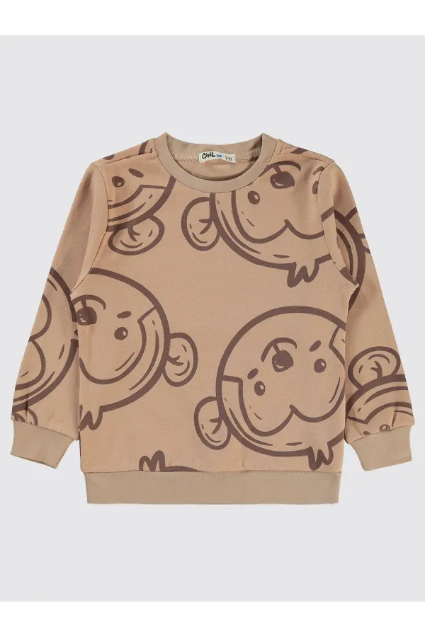 Erkek Çocuk Sweatshirt 2-5 Yaş Vizon - Paket