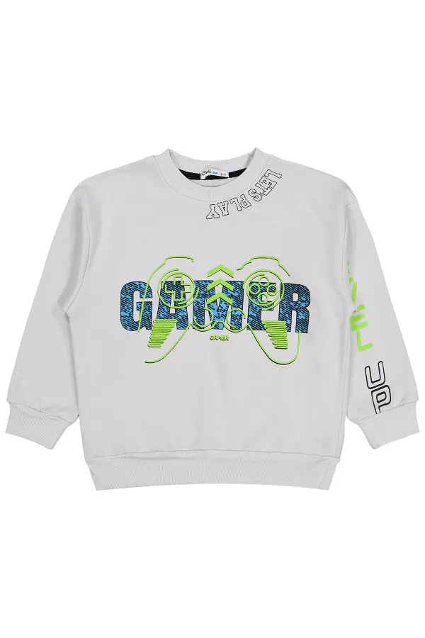 Erkek Çocuk Sweatshirt 10-13 Yaş Açık Gri - Paket