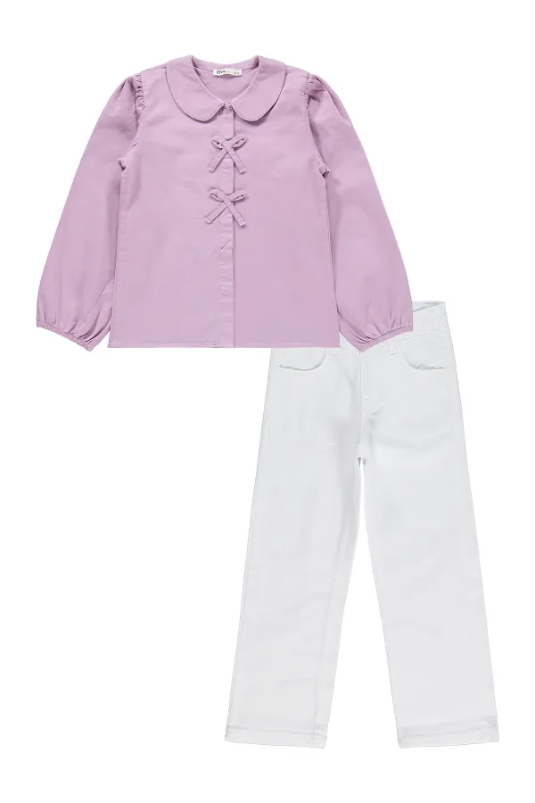 Girls' Outfit Set, Ages 6-9, Lilac-White - Package