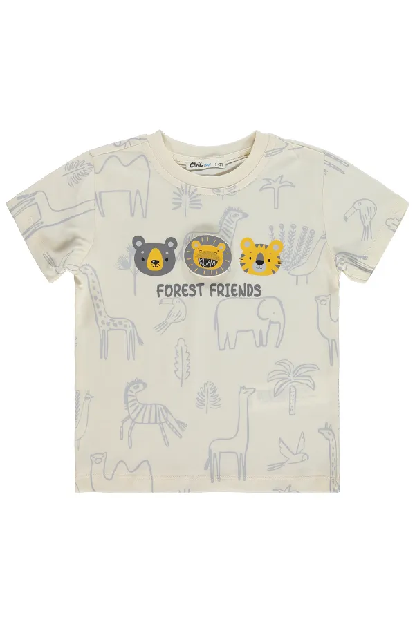 Erkek Çocuk Tişört 2-5 Yaş Ekru - Paket