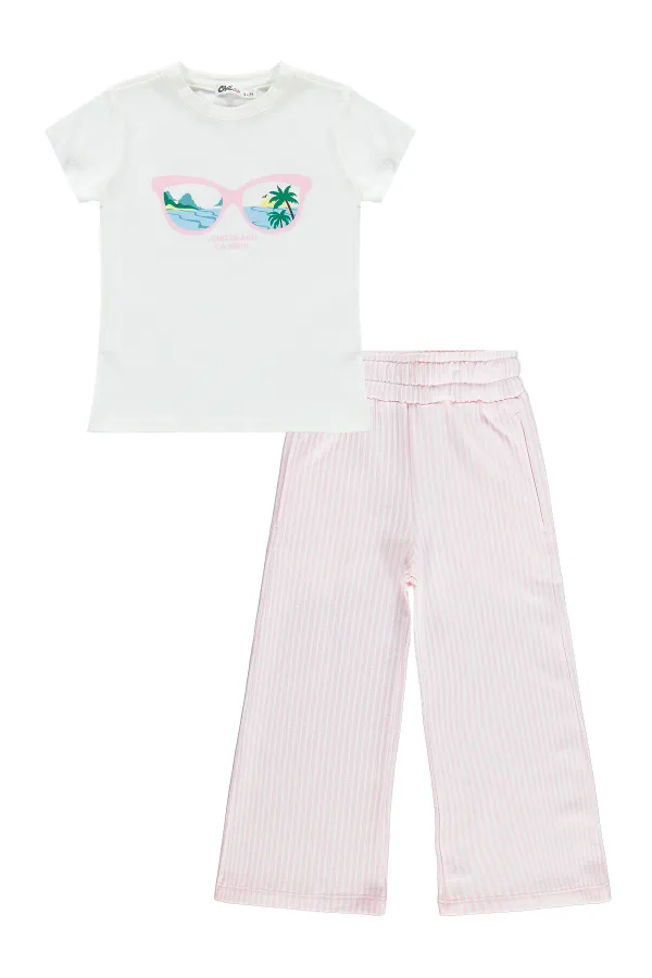 Kız Çocuk Takım 6-9 Yaş Kırık Beyaz-Pembe - Paket