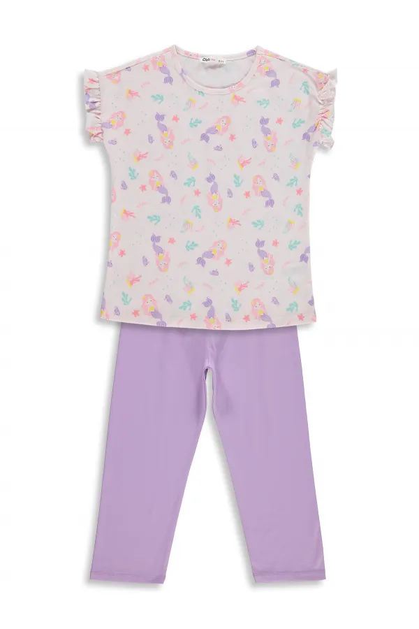 Ensemble pyjama fille, 6-9 ans, rose clair-lilas - Emballage
