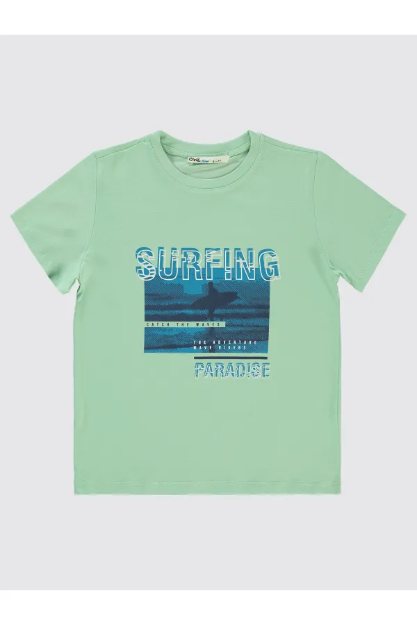 Lot de t-shirts pour garçons de 6 à 9 ans, vert d'eau