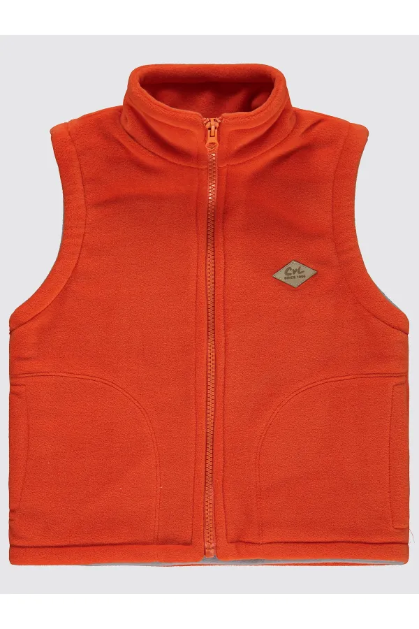 Erkek Çocuk Yelek 2-5 Yaş Koyu Oranj - Paket