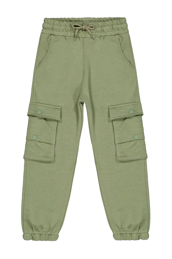 Bas de survêtement garçon 6-9 ans kaki doux - Lot