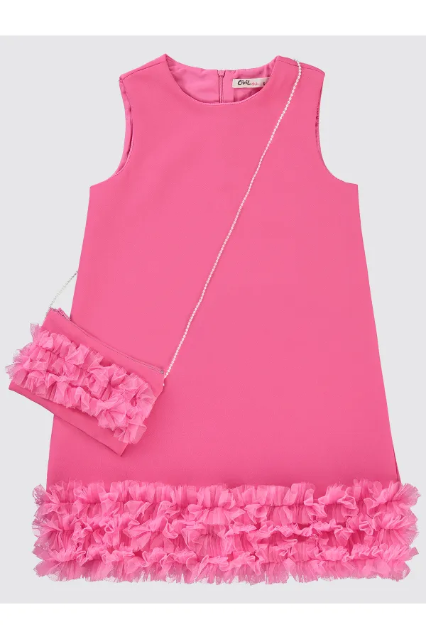 Girl's Vest and Dress 6-9 Years Fuchsia - Package