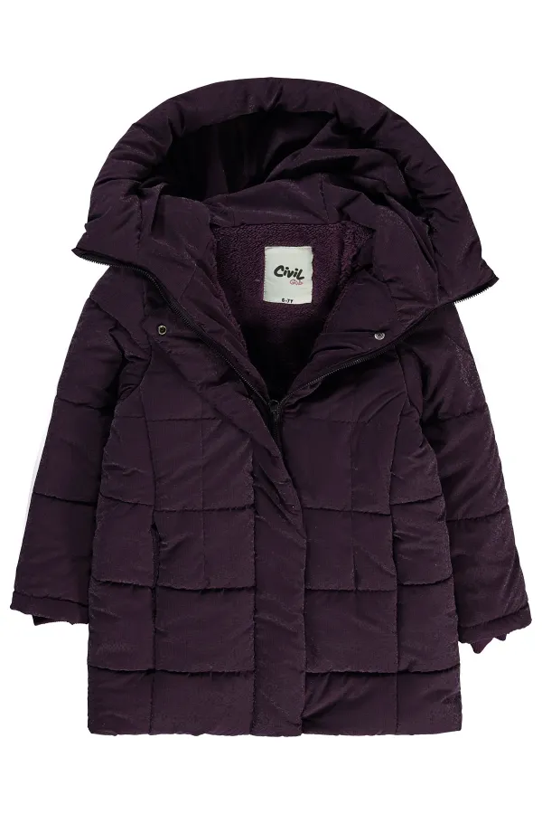 Kız Çocuk Mont 6-9 Yaş Mürdüm - Paket