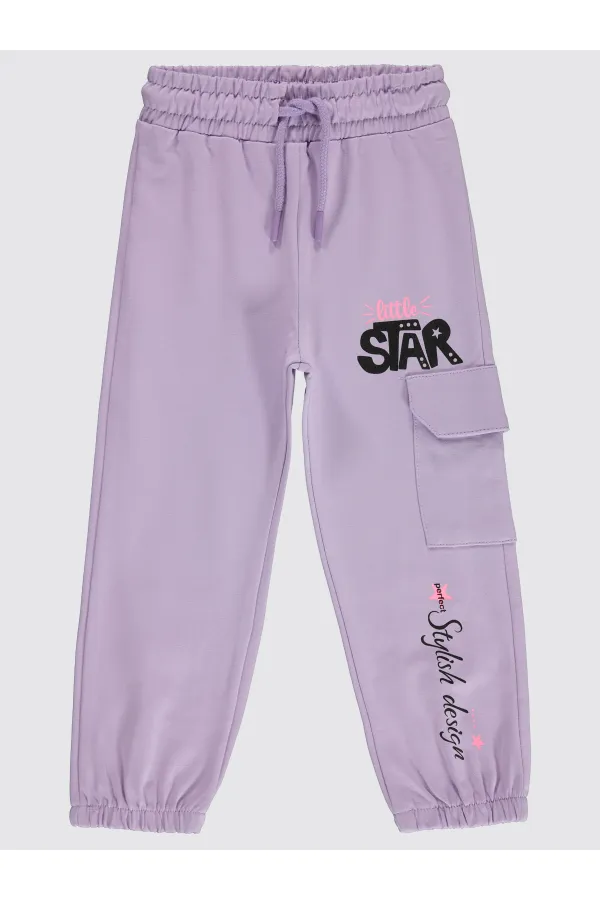 Kız Çocuk Eşofman Altı 2-5 Yaş Dijital Lavanta - Paket