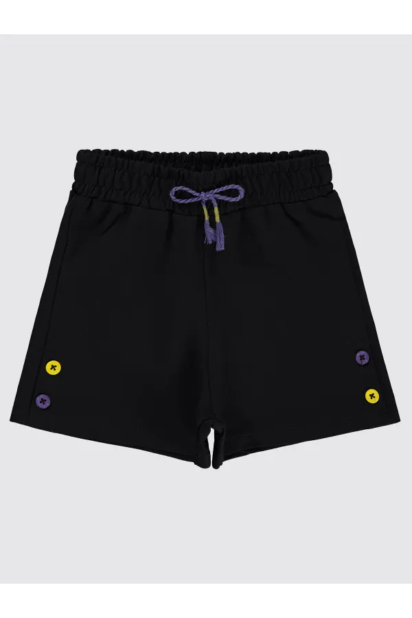Kız Çocuk Şort 6-9 Yaş Siyah - Paket