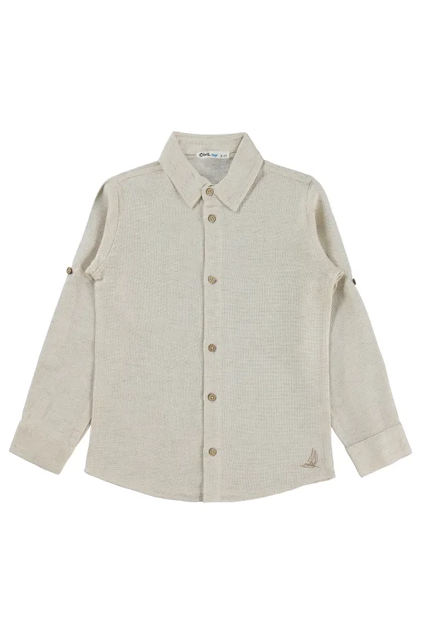 T-shirt garçon, 6-9 ans, beige - Lot