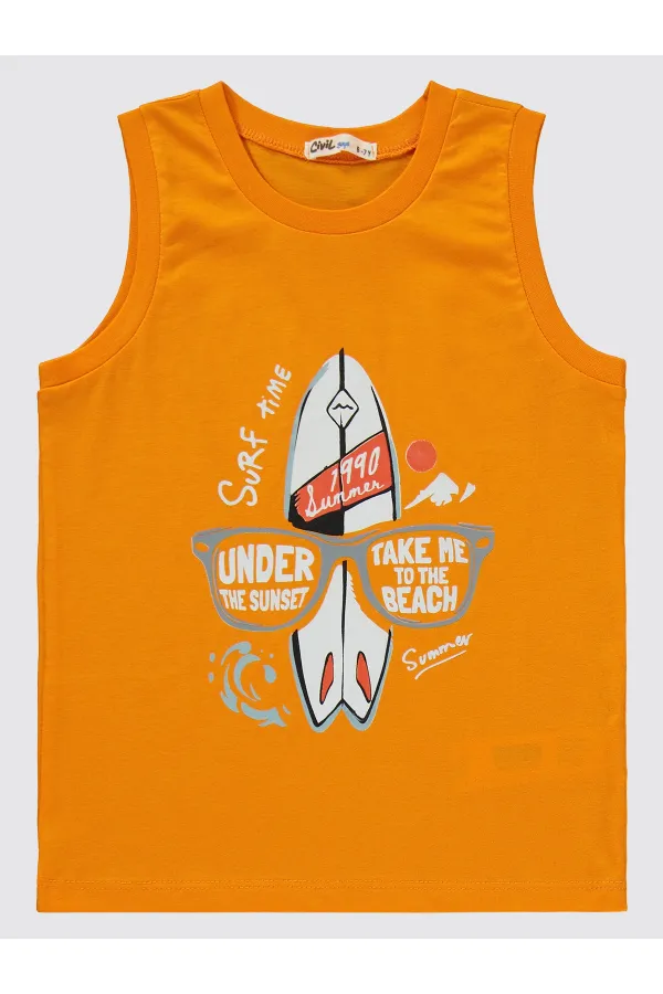 Erkek Çocuk Pijama Takımı 6-9 Yaş Açık Oranj - Paket