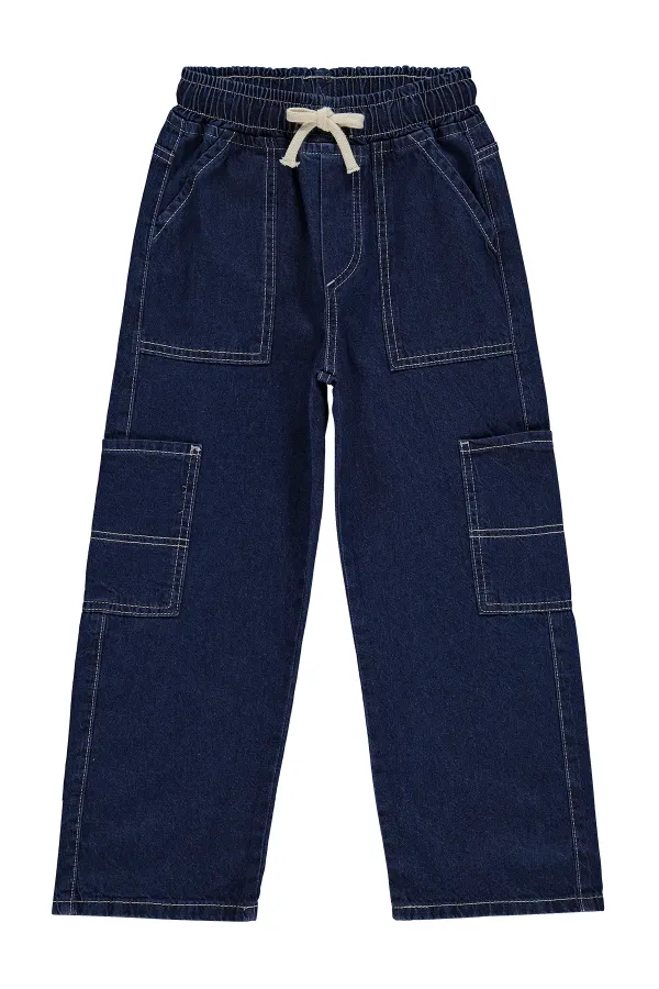 Pantalon en jean pour garçon, 6-9 ans, bleu foncé - Lot