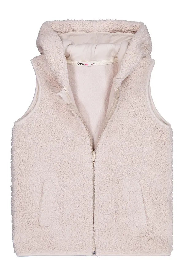 Kız Çocuk Yelek 6-9 Yaş Taş Rengi - Paket