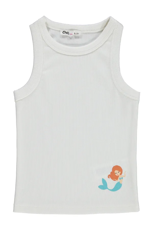 T-shirt fille, 6-9 ans, blanc cassé - Emballage