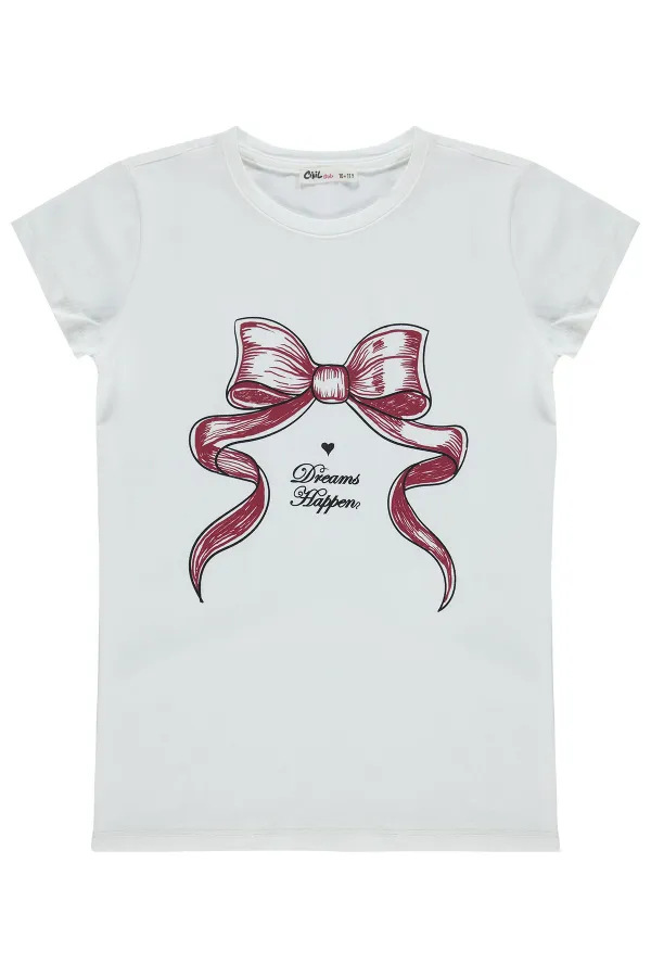 Kız Çocuk Tişört Km 10-13 Yaş Kırık Beyaz - Paket