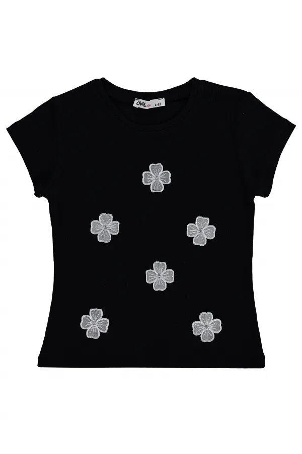 Kız Çocuk Tişört 6-9 Yaş Siyah - Paket