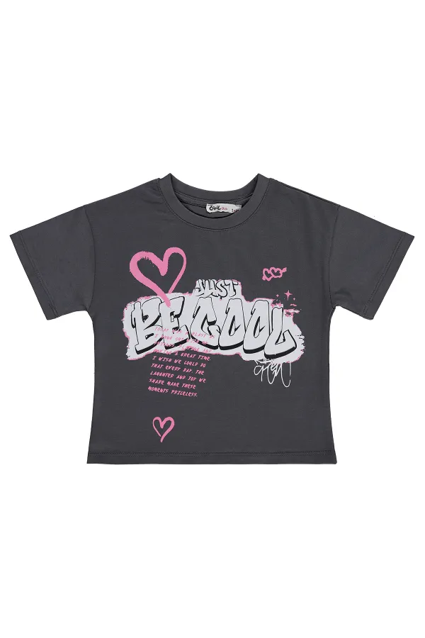 Kız Çocuk Tişört 2-5 Yaş Antrasit - Paket