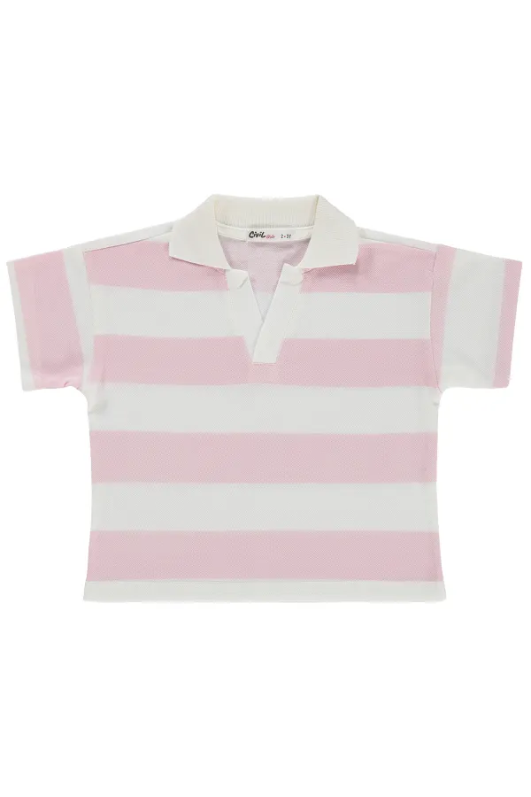 Kız Çocuk Tişört 2-5 Yaş Pudra - Paket