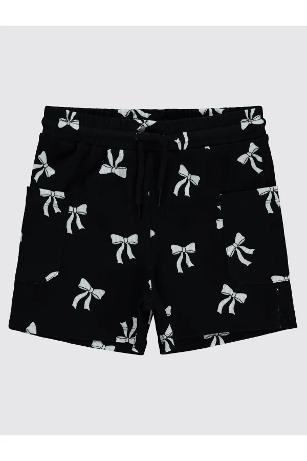 Kız Çocuk Şort 6-9 Yaş Siyah - Paket