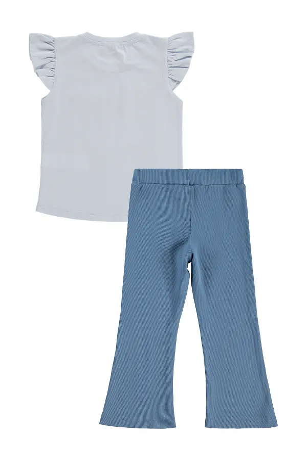 Kız Çocuk Takım 2-5 Yaş Açık Mavi-Koyu İndigo - Paket