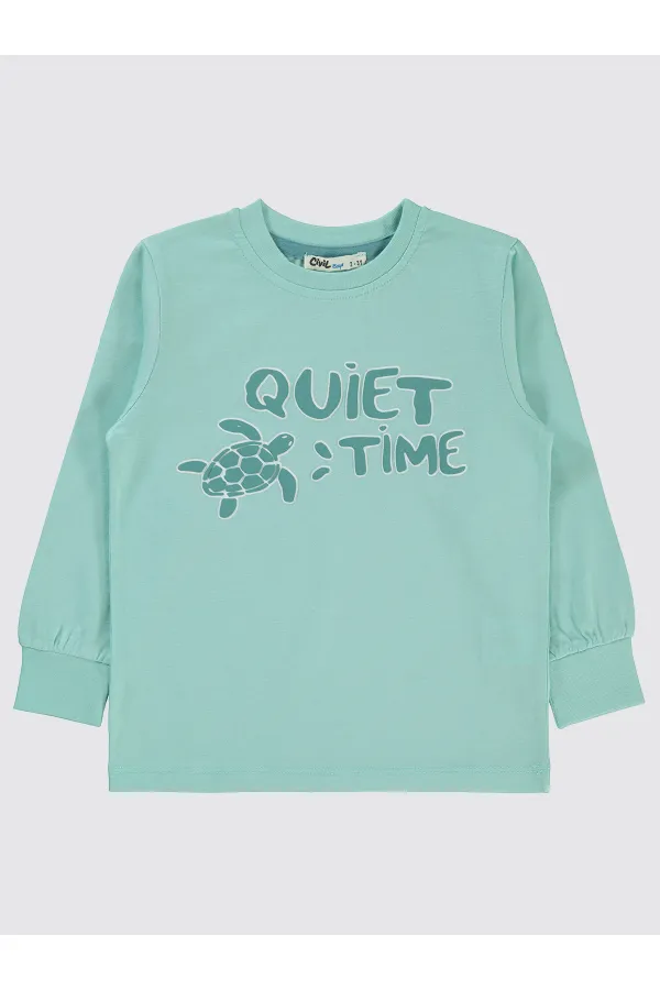 Erkek Çocuk Sweatshirt 2-5 Yaş Turkuaz - Paket