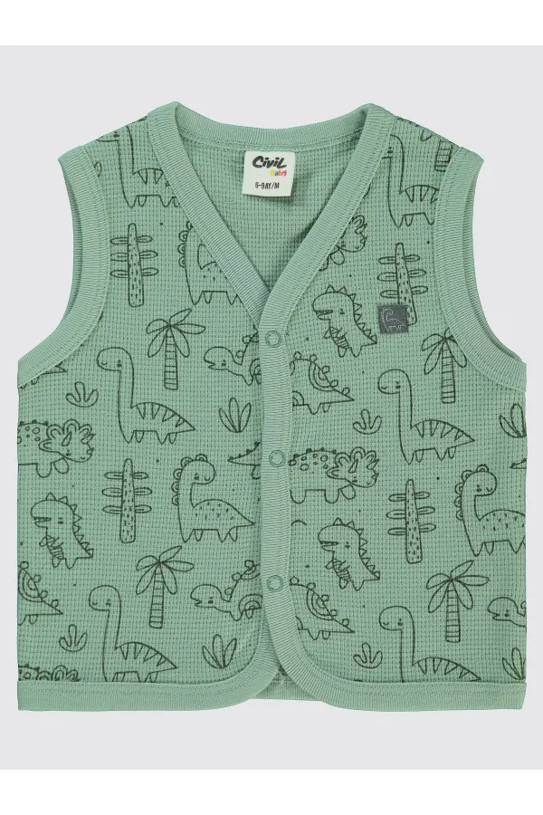 Gilet bébé 0-24 mois kaki doux - Emballage civil