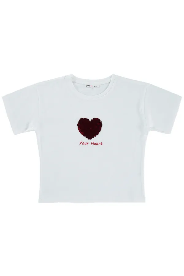 T-shirt fille, 6-9 ans, blanc cassé - Emballage