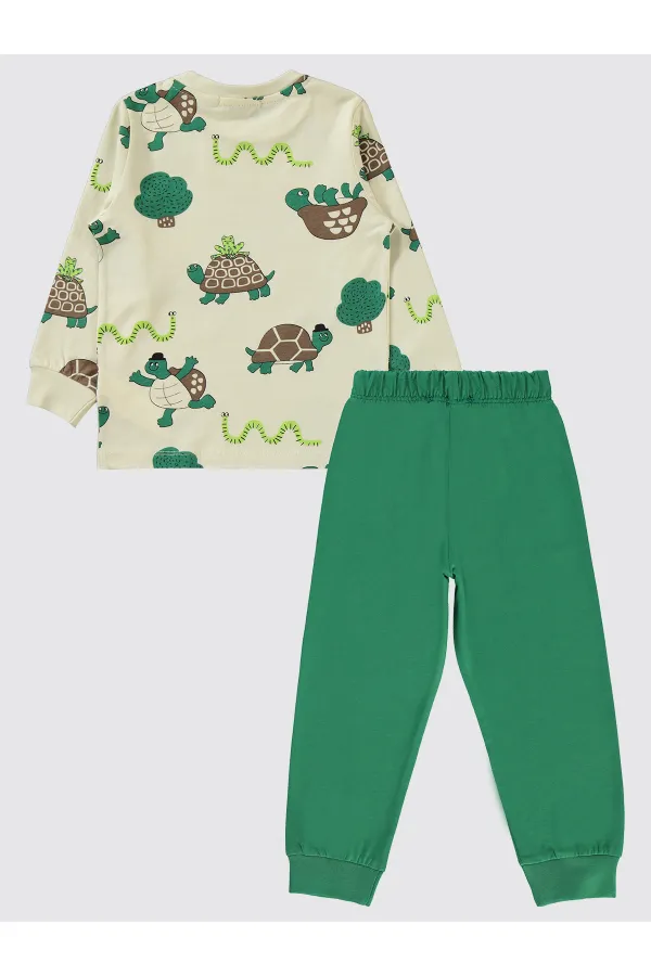 Erkek Çocuk Pijama Takımı 2-5 Yaş Taş Rengi - Paket