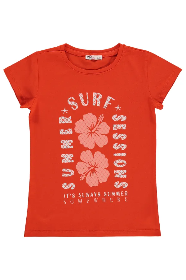 Kız Çocuk Tişört Km 10-13 Yaş Koyu Oranj - Paket