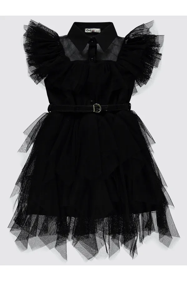 Girl's Vest and Dress 6-13 Years Black - Package