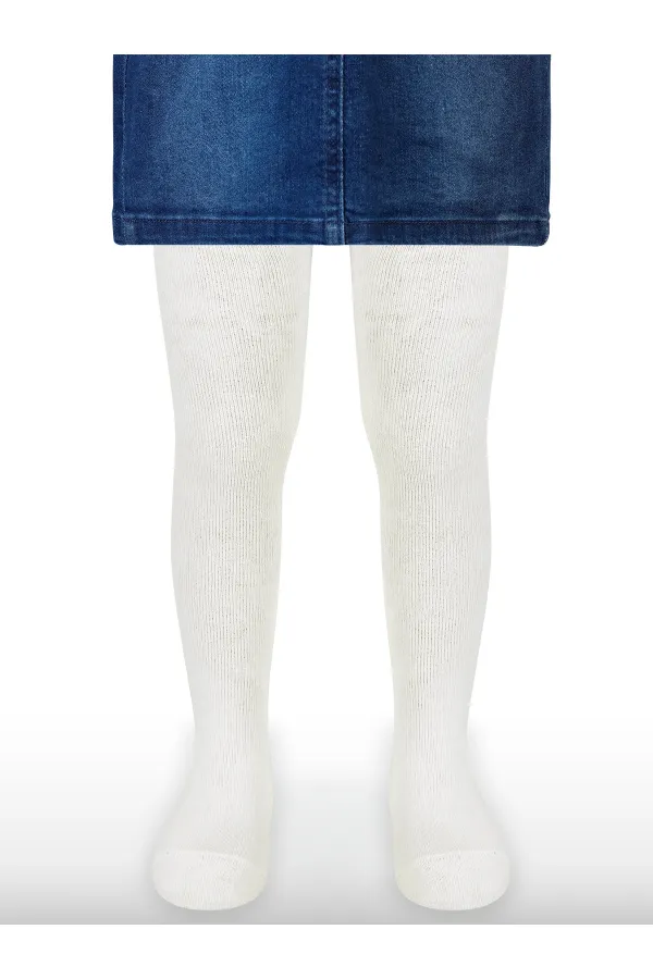 Collants pour filles de 2 à 9 ans, écru - Paquet