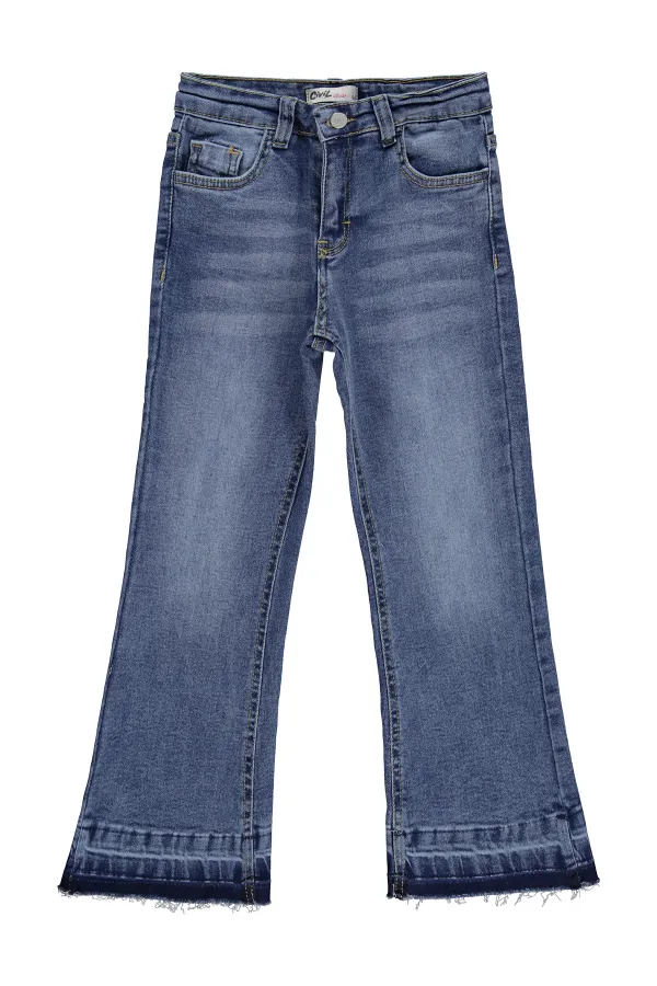 Girls' Denim Trousers, Ages 10-13, Light Blue - Pack