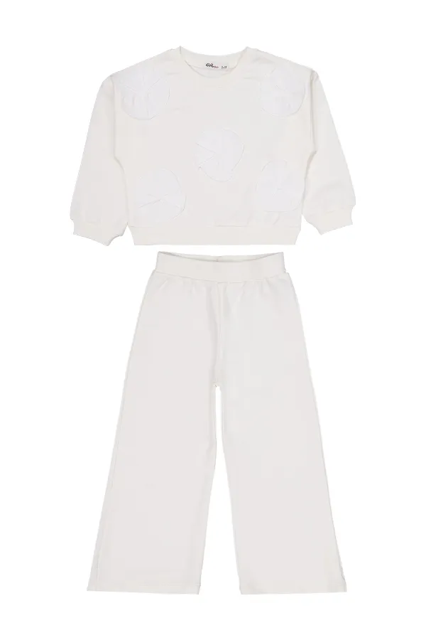 Kız Çocuk Eşofman Takımı 2-5 Yaş Ekru - Paket