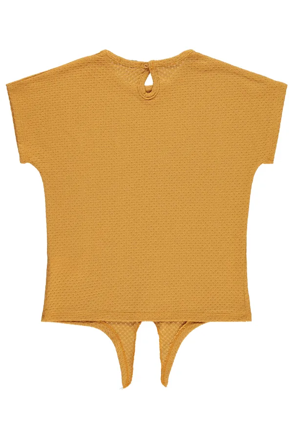 T-shirt fille, 10-13 ans, moutarde - Lot