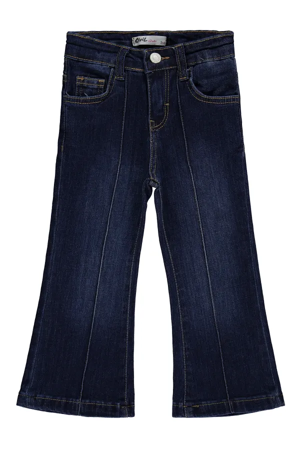 Girls' Denim Trousers, Ages 2-5, Dark Blue - Pack