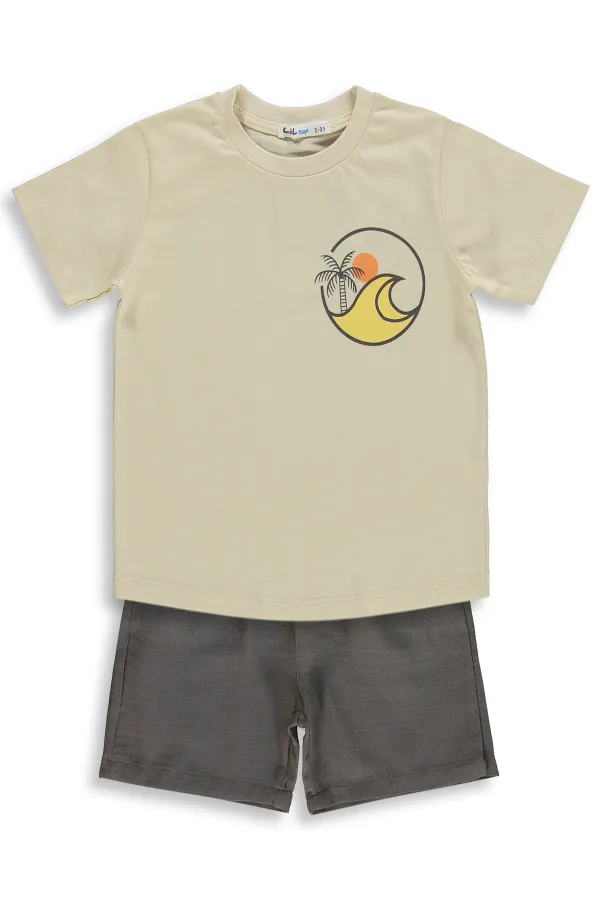 Erkek Çocuk Takım 2-5 Yaş Sütlükahve - Paket