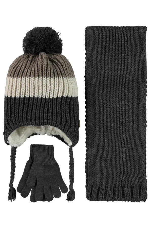 Boy Scarf, Beanie and Glove Sets for 6-9 Years Old Smoke - Package