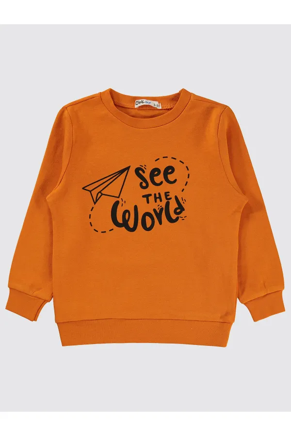 Erkek Çocuk Sweatshirt 2-5 Yaş Koyu Oranj - Paket