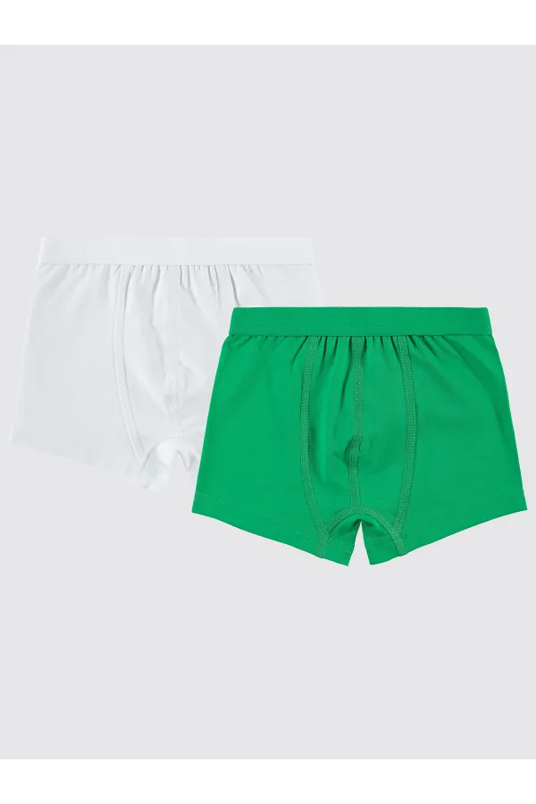 Erkek Çocuk Boxer 2-9 Yaş Yeşil-Beyaz - Paket