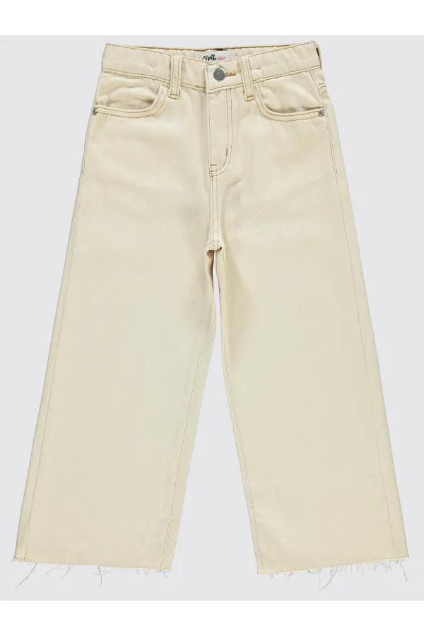 Kız Çocuk Pantolon 6-9 Yaş Ekru - Paket