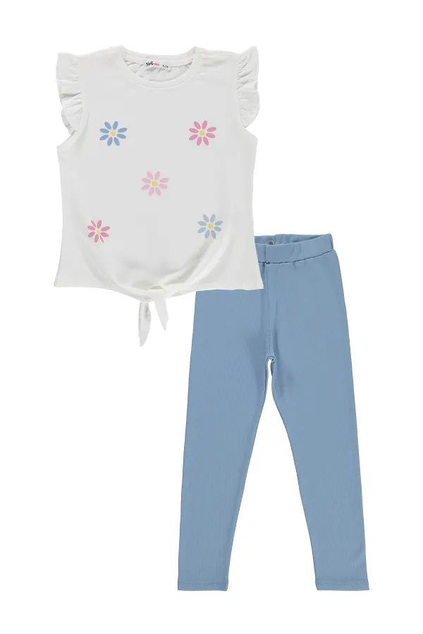 Kız Çocuk Takım 6-9 Yaş Kırık Beyaz-Açık İndigo - Paket