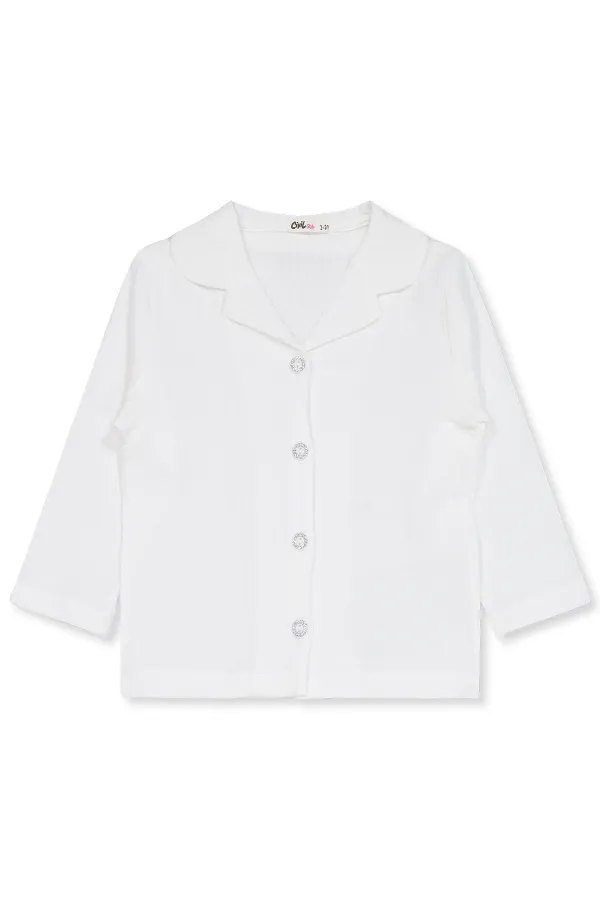 Kız Çocuk Pijama Takımı 2-5 Yaş Ekru - Paket