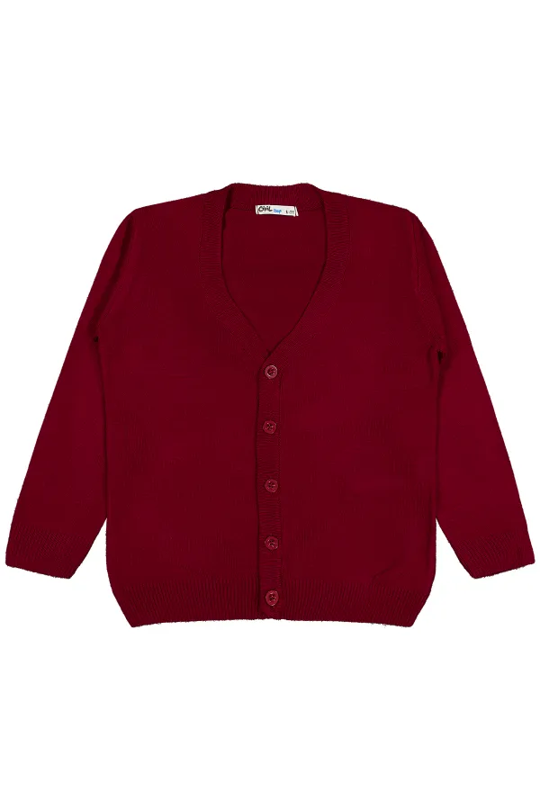 Boy Cardigan 6-9 Years Old Burgundy - Package Boy Cardigan 6-9 Years Old Burgundy - Package