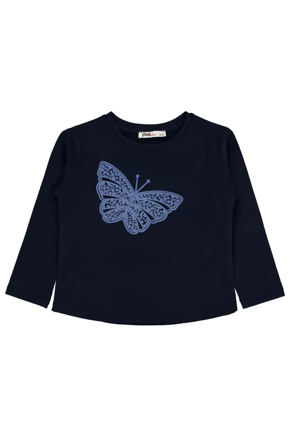 Kız Çocuk Sweatshirt 2-5 Yaş Lacivert - Paket