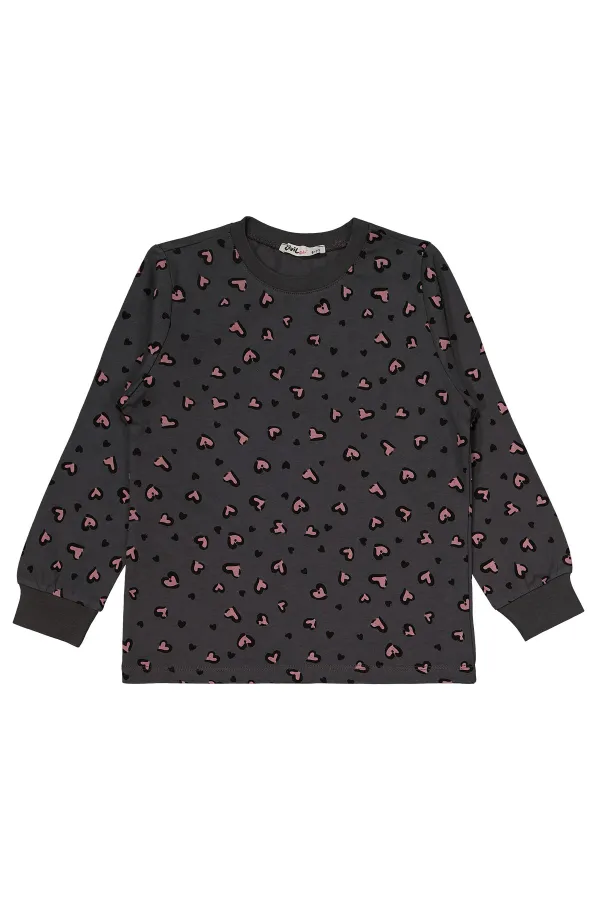 Kız Çocuk Pijama Takımı 6-9 Yaş Antrasit - Paket